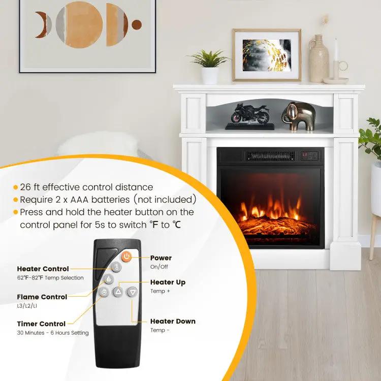 18 Inch 1400W Electric TV Stand Fireplace with Shelf by DirectDeals