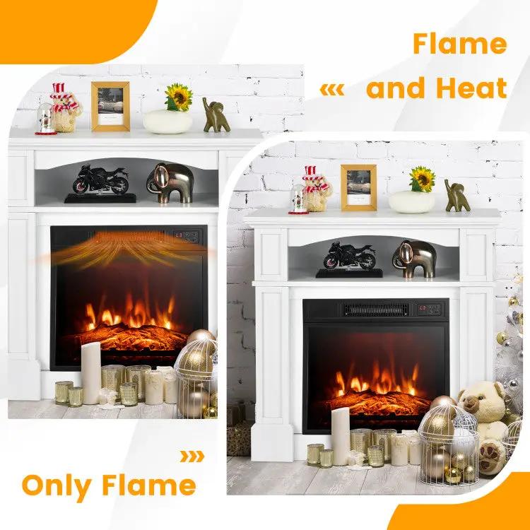 18 Inch 1400W Electric TV Stand Fireplace with Shelf by DirectDeals