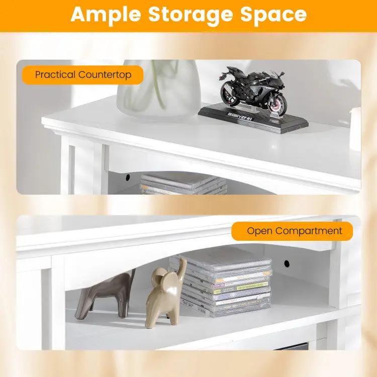 18 Inch 1400W Electric TV Stand Fireplace with Shelf by DirectDeals