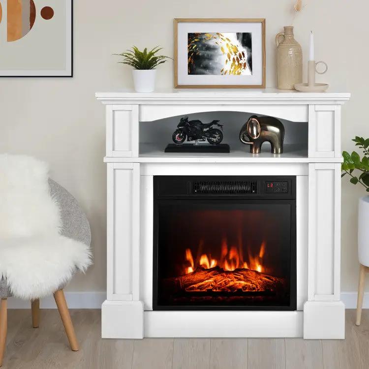 18 Inch 1400W Electric TV Stand Fireplace with Shelf by DirectDeals