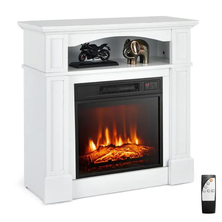 18 Inch 1400W Electric TV Stand Fireplace with Shelf by DirectDeals