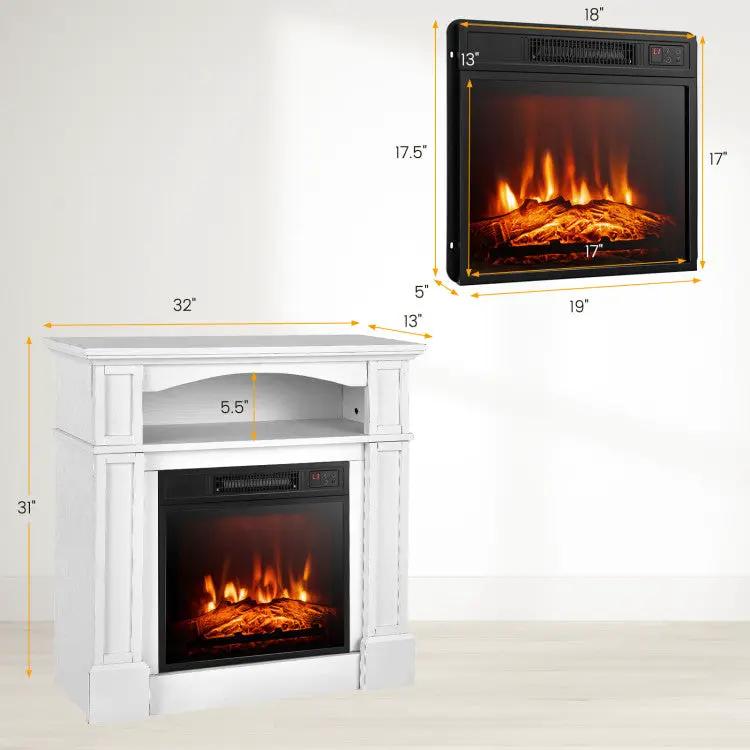 18 Inch 1400W Electric TV Stand Fireplace with Shelf by DirectDeals