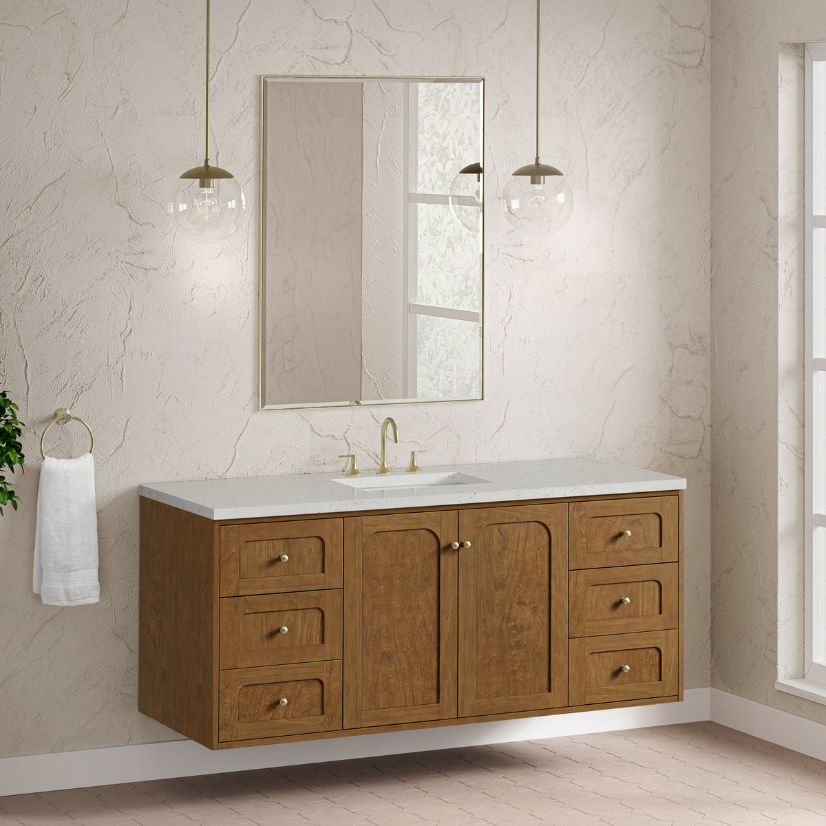 James Martin Laurent 60" Dual Mount Single Bathroom Vanity, Honey Oak, view 37
