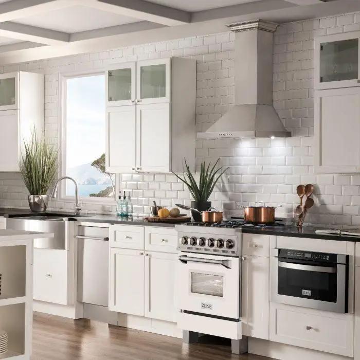 ZLINE 24" Professional Dual Fuel Range, Matte White Door, RA-WM-24 by Farmhouse Kitchen and Bath