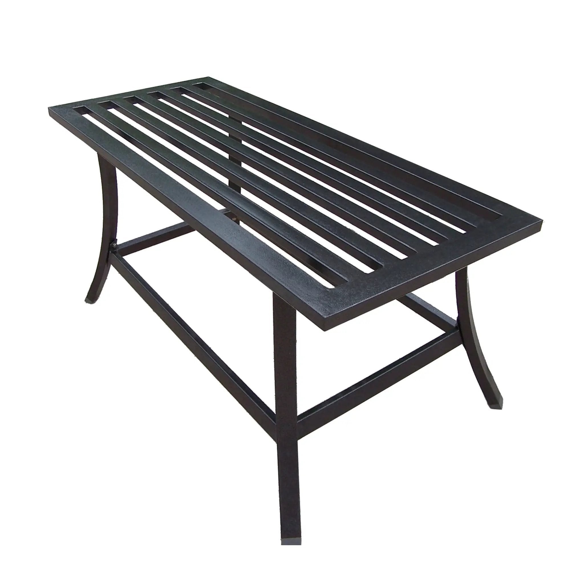 Dark Brown Slatted Outdoor 36-in Steel Coffee Table by Sharicks
