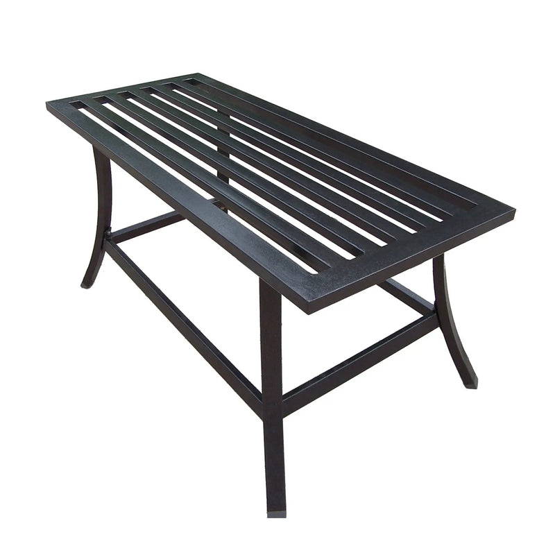 Dark Brown Slatted Outdoor 36-in Steel Coffee Table by Sharicks