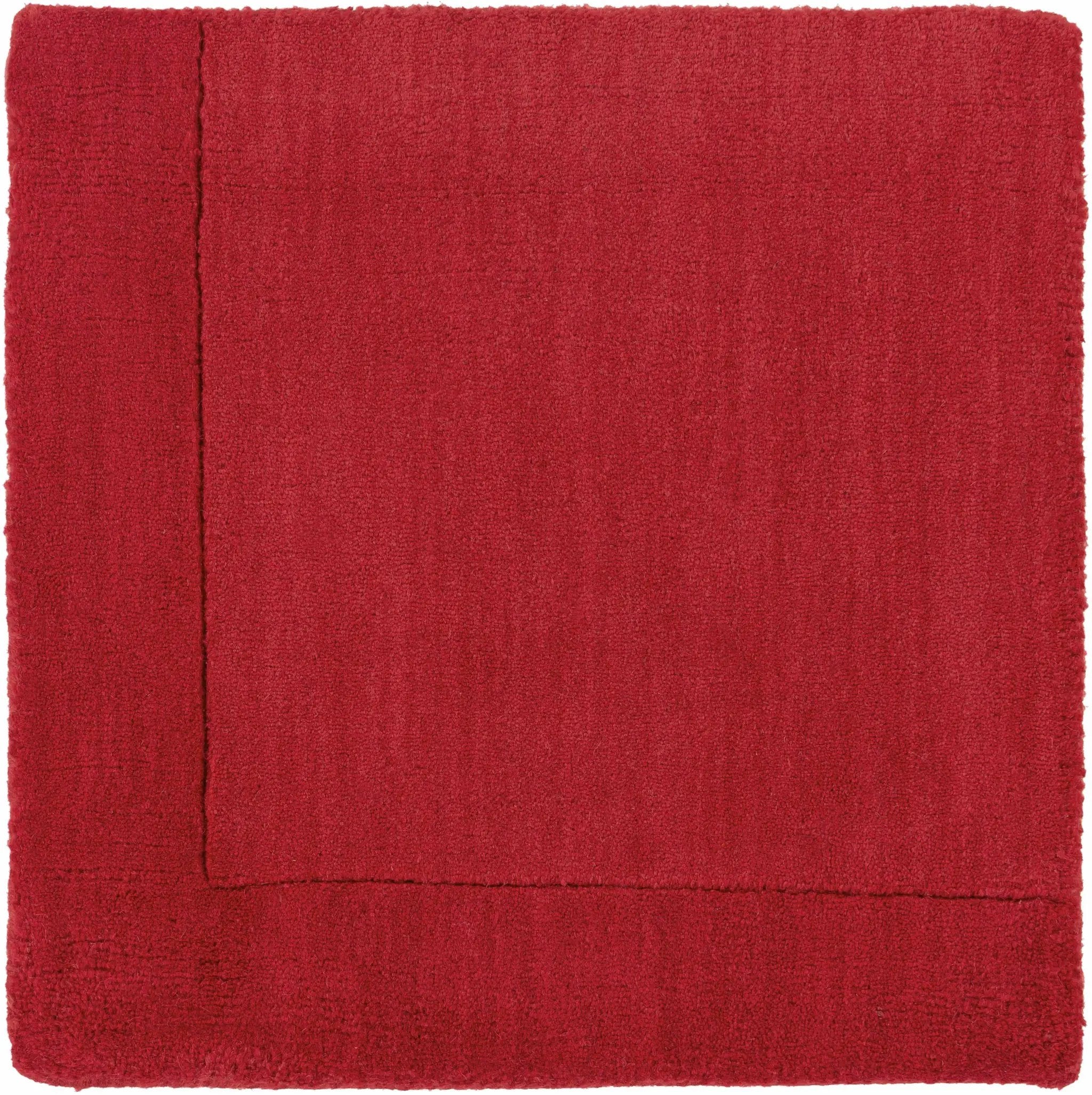 Bordered Solid Red Wool Rug by Boutique Rugs