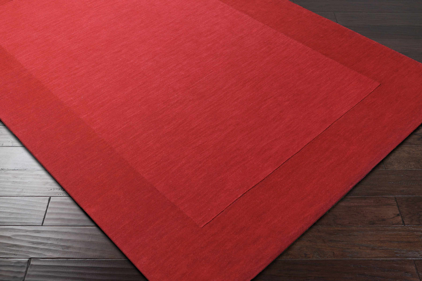Bordered Solid Red Wool Rug by Boutique Rugs