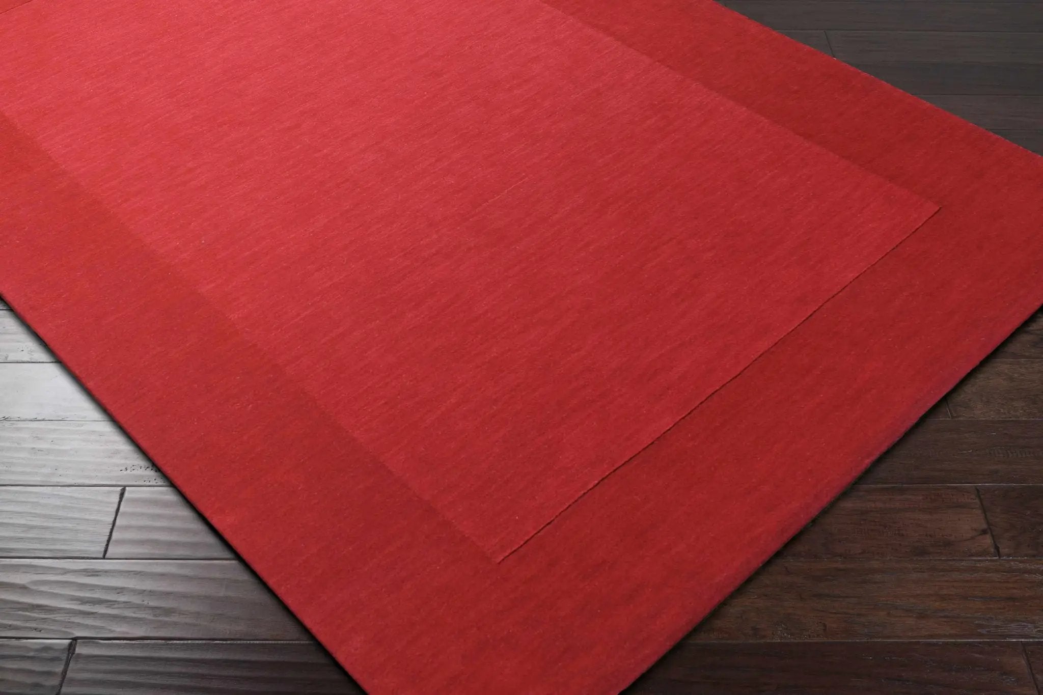 Bordered Solid Red Wool Rug by Boutique Rugs