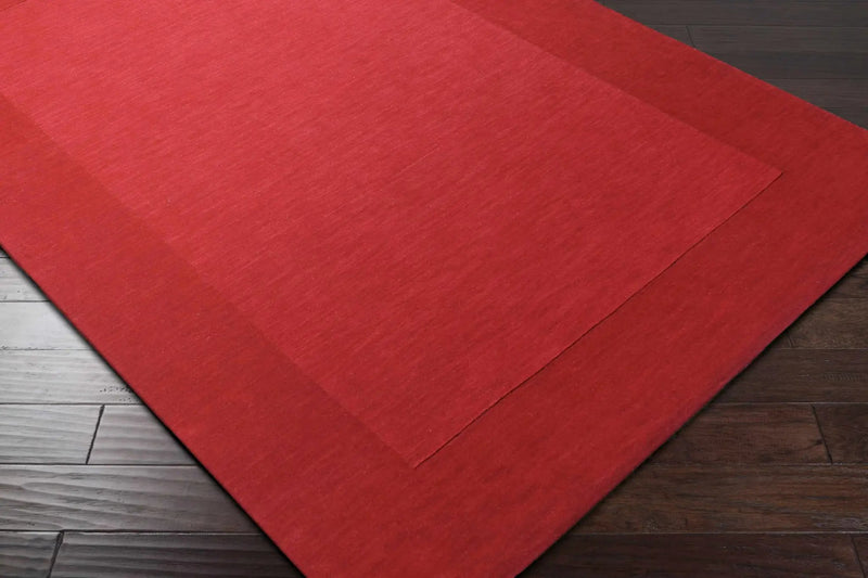 Bordered Solid Red Wool Rug by Boutique Rugs