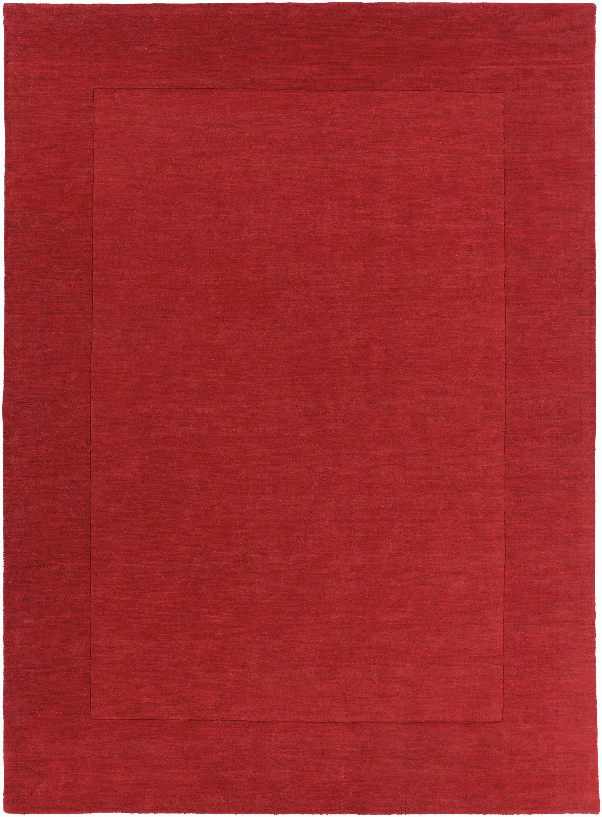 Bordered Solid Red Wool Rug by Boutique Rugs