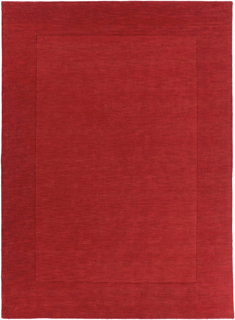 Bordered Solid Red Wool Rug by Boutique Rugs