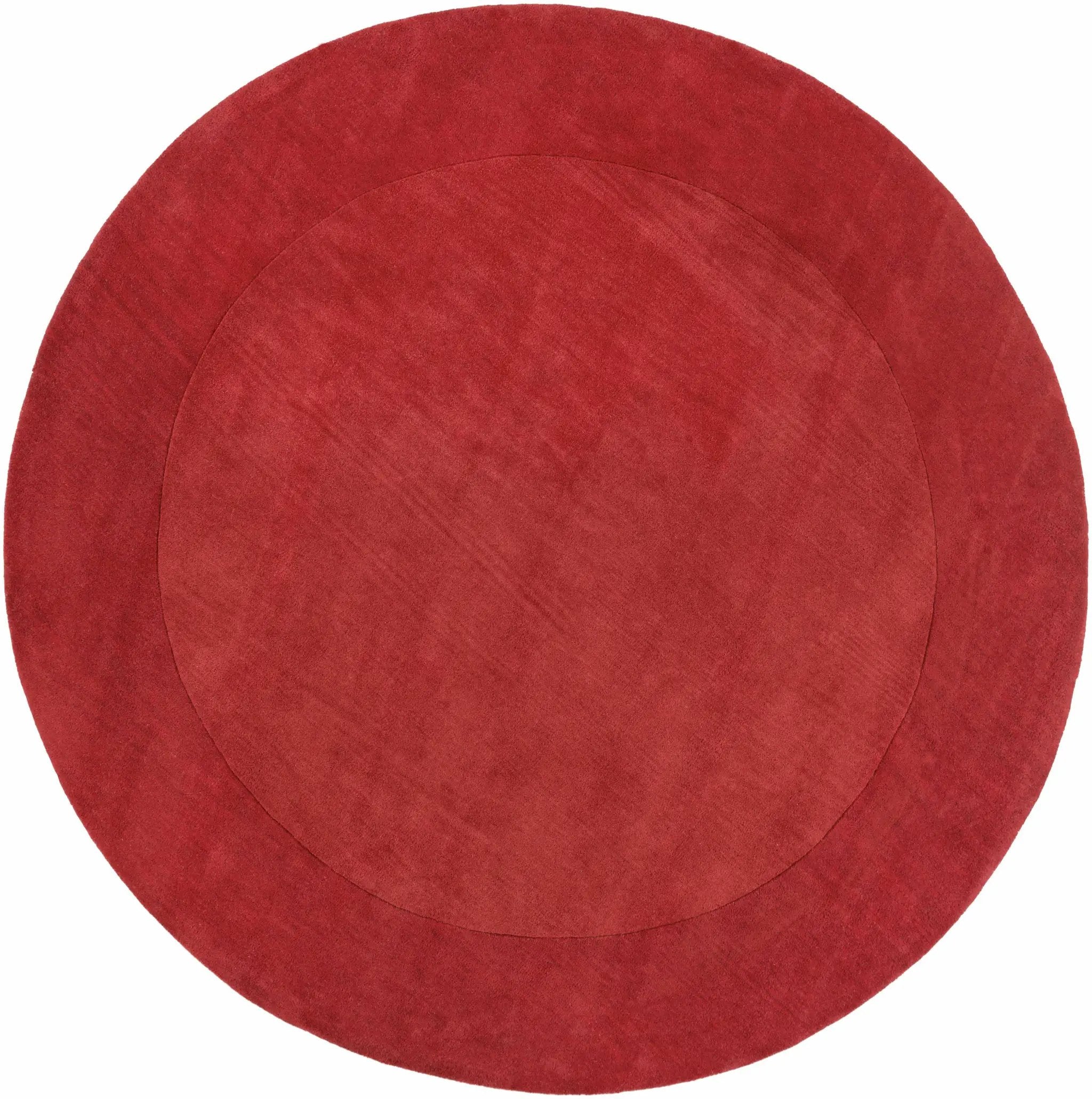 Bordered Solid Red Wool Rug by Boutique Rugs