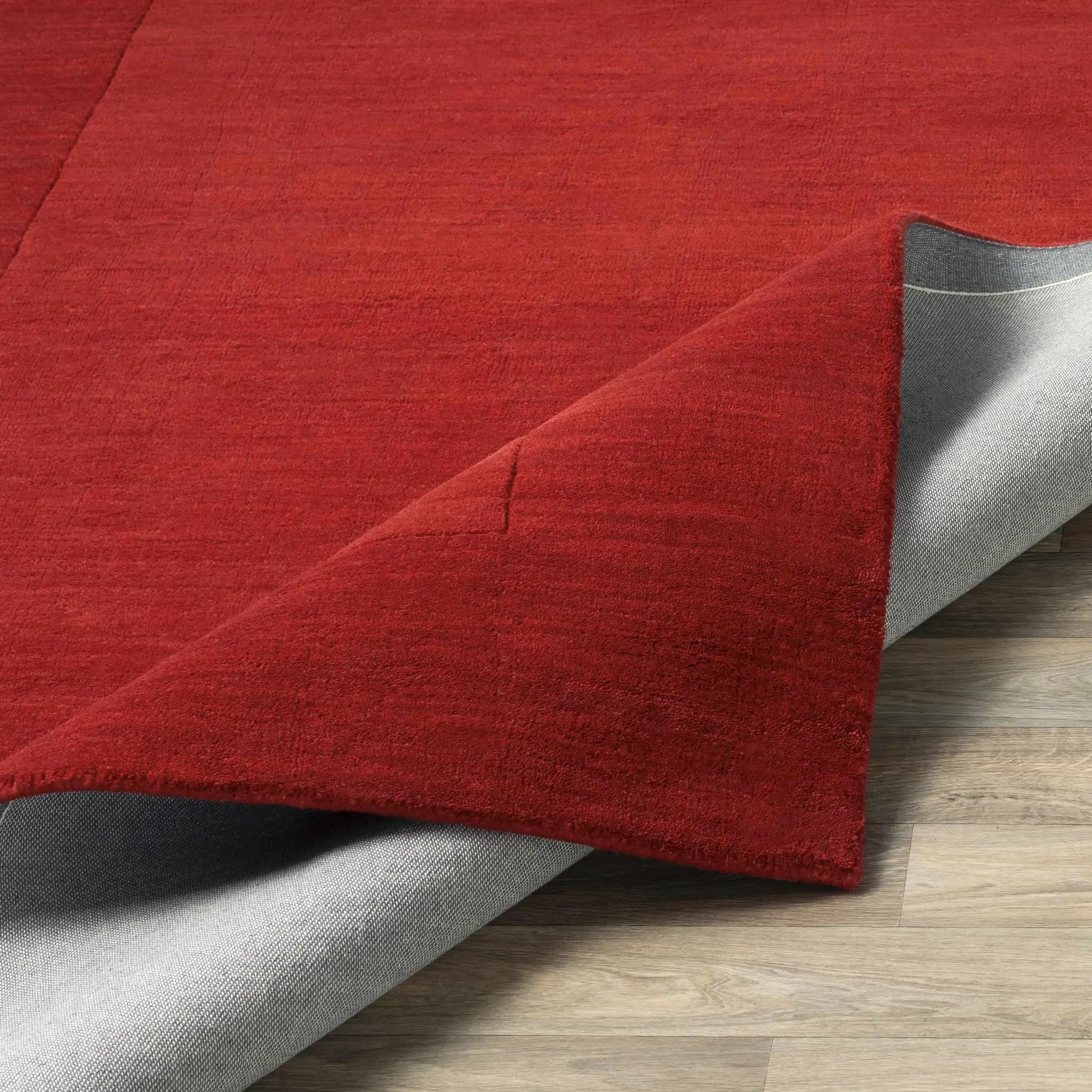 Bordered Solid Red Wool Rug by Boutique Rugs