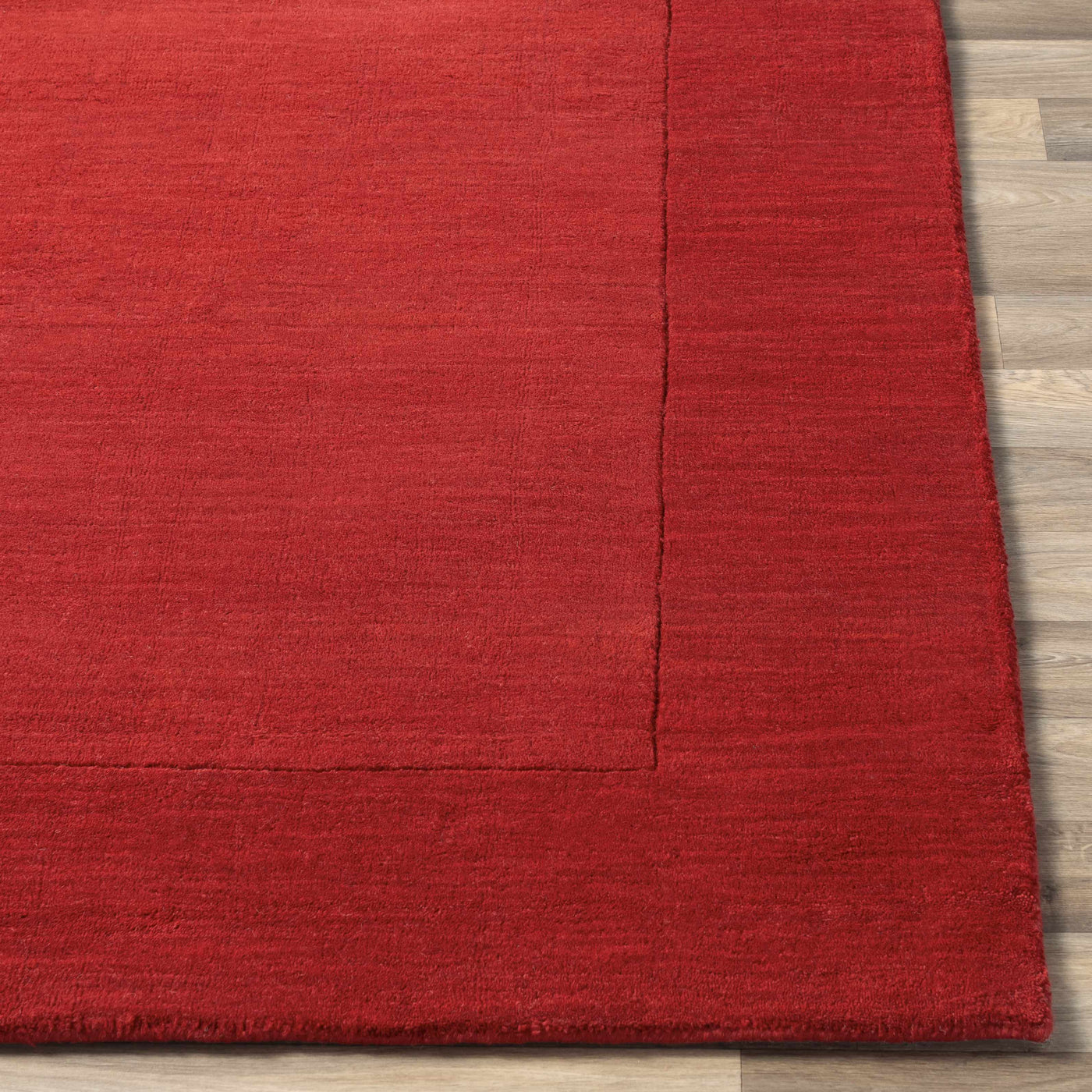 Bordered Solid Red Wool Rug by Boutique Rugs