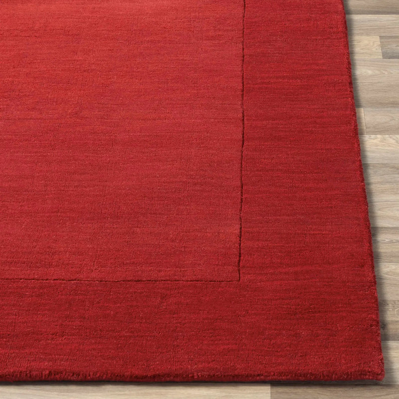 Bordered Solid Red Wool Rug by Boutique Rugs