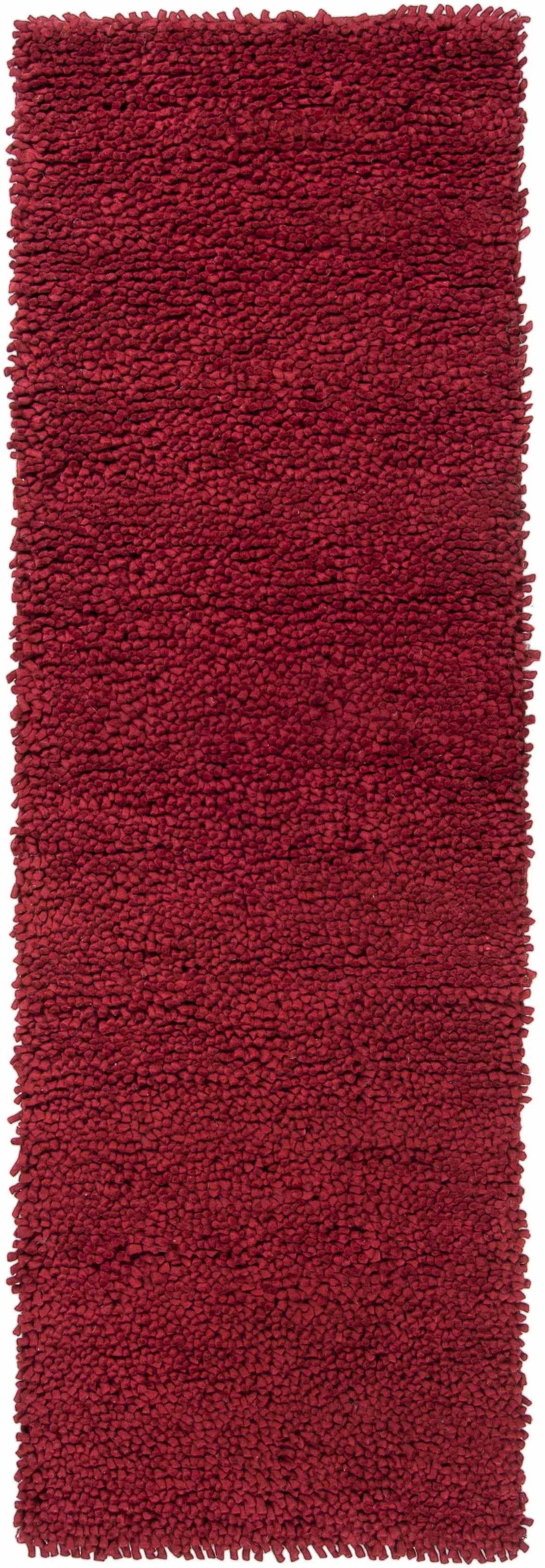 Frederika Solid Dark Red Wool Shag Rug - Clearance by Boutique Rugs