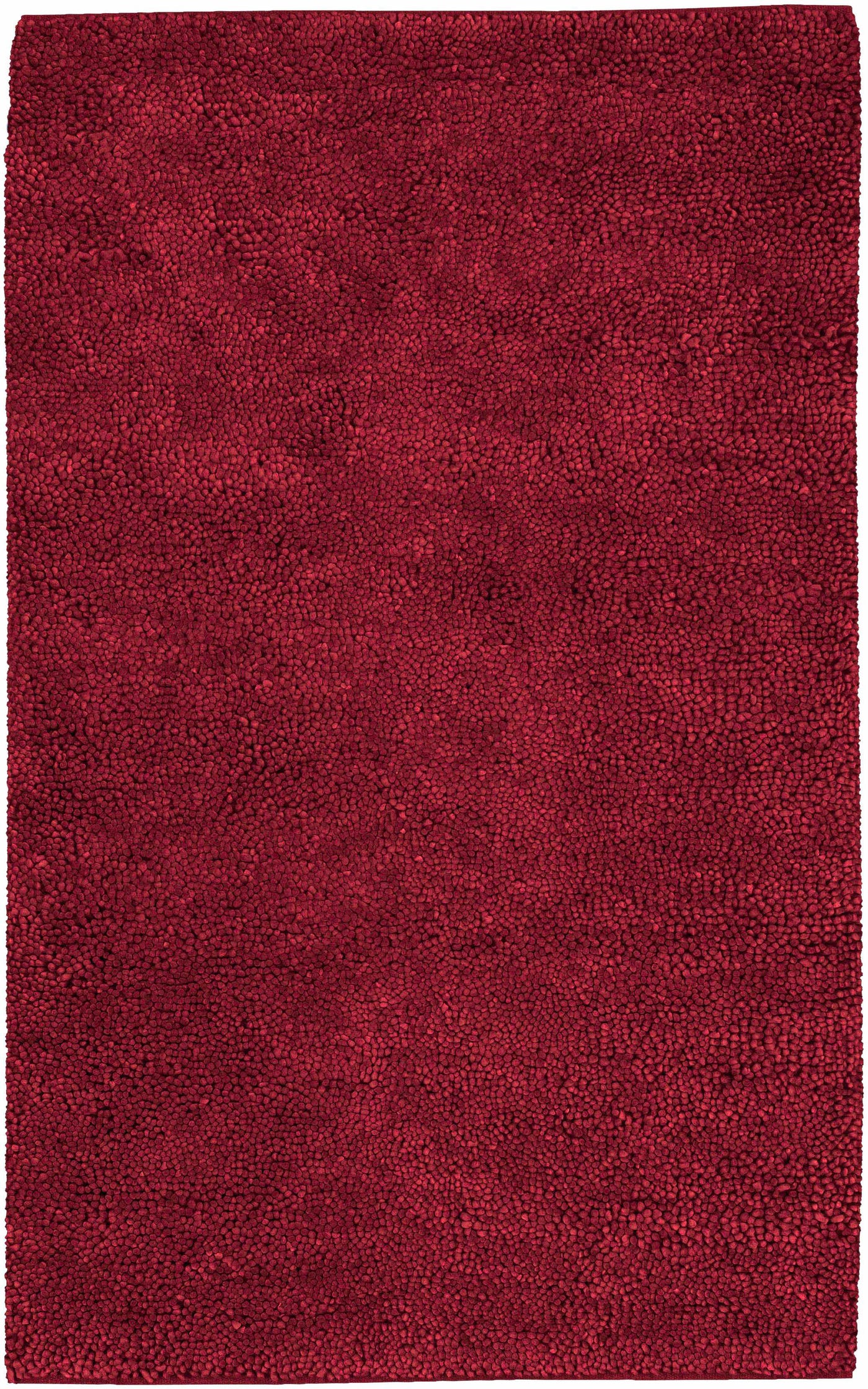 Frederika Solid Dark Red Wool Shag Rug - Clearance by Boutique Rugs