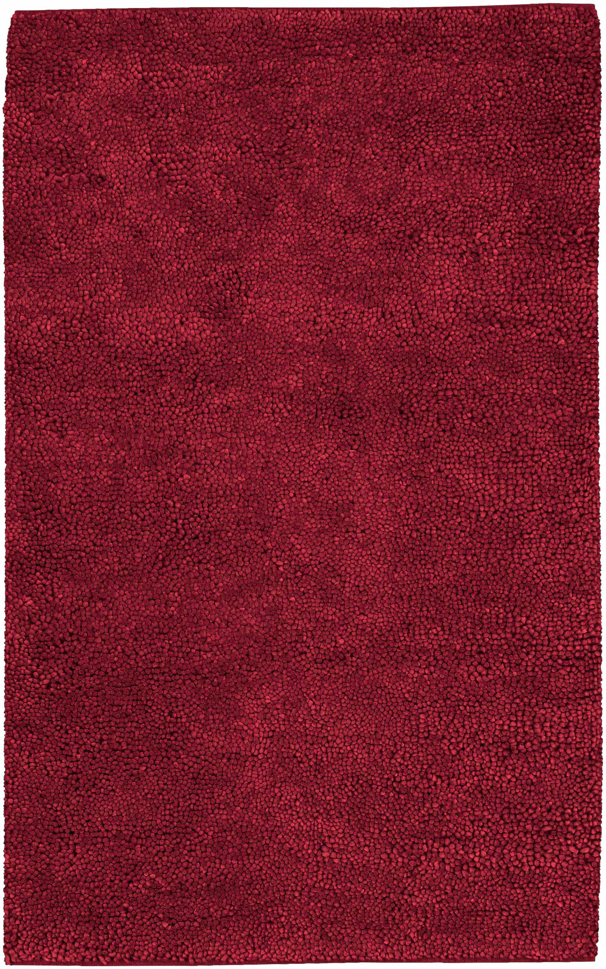 Frederika Solid Dark Red Wool Shag Rug - Clearance by Boutique Rugs