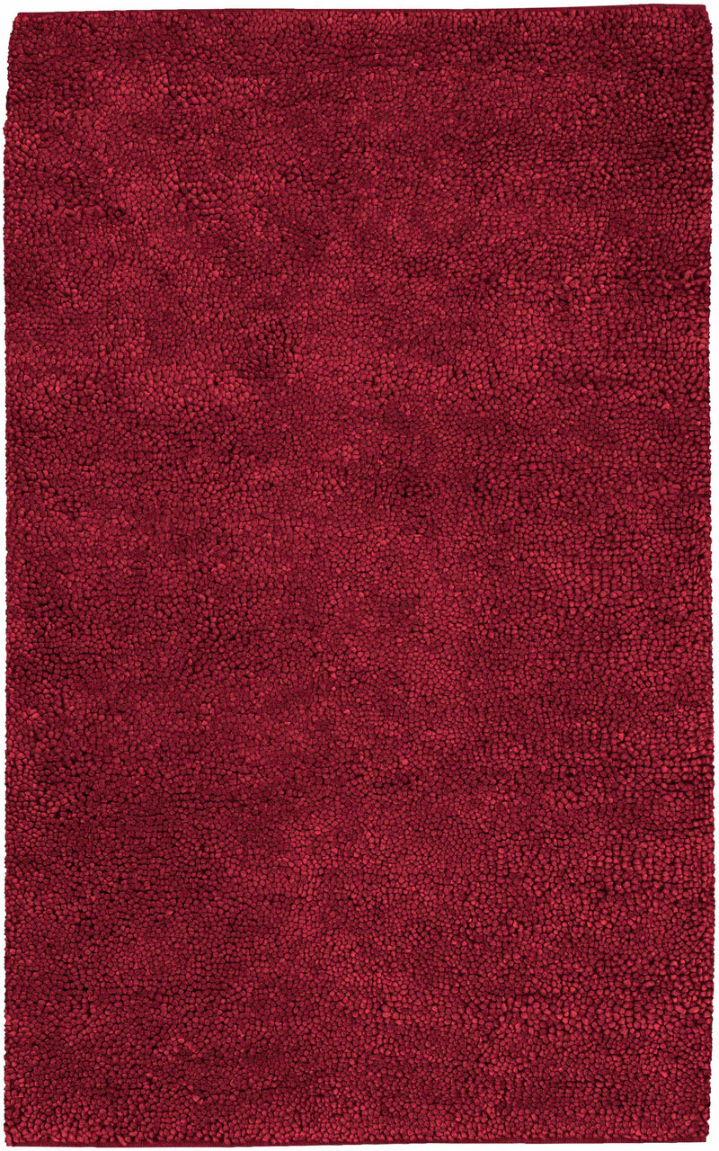 Frederika Solid Dark Red Wool Shag Rug - Clearance by Boutique Rugs