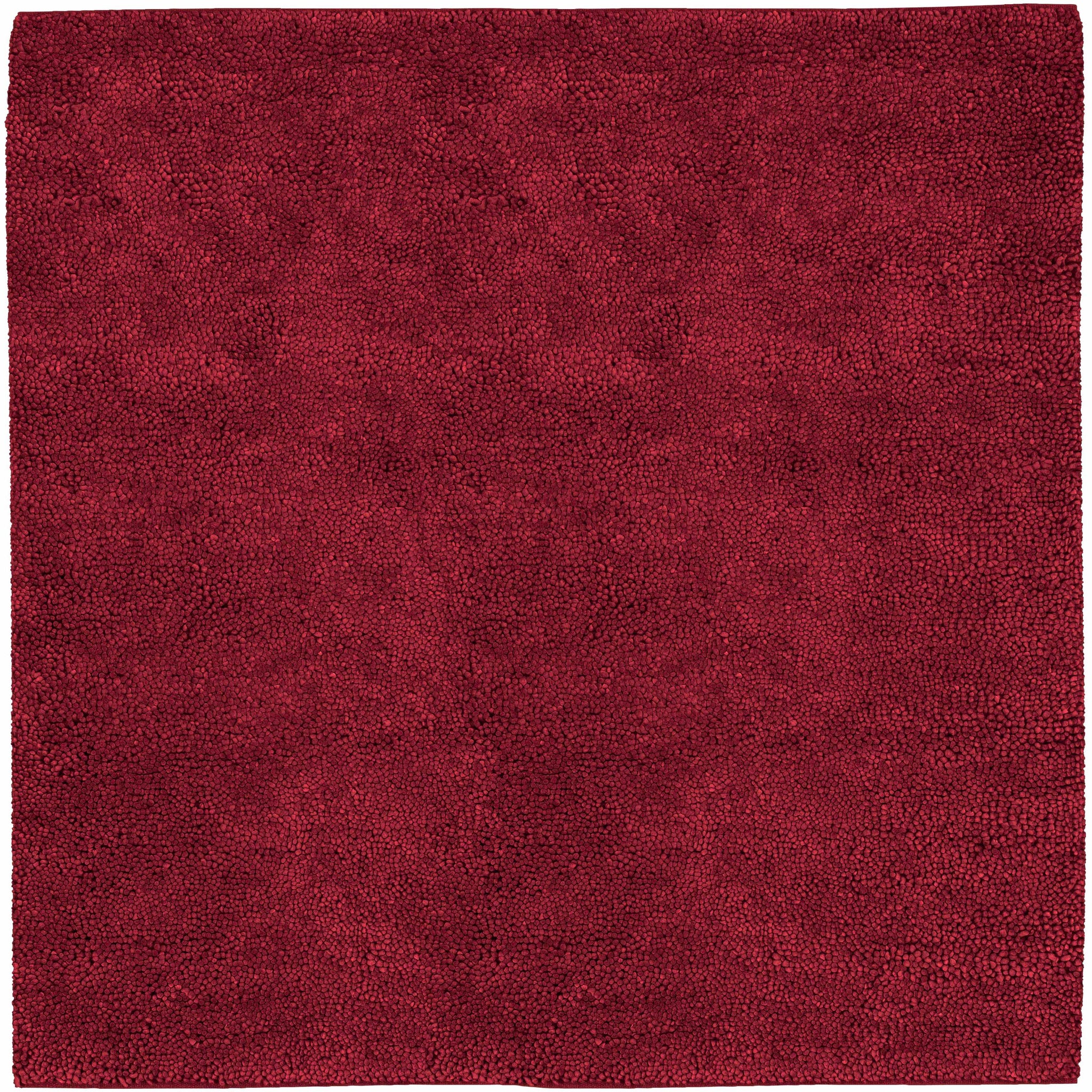 Frederika Solid Dark Red Wool Shag Rug - Clearance by Boutique Rugs