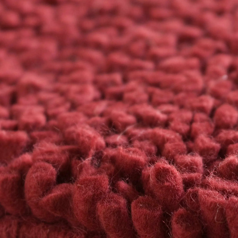 Frederika Solid Dark Red Wool Shag Rug - Clearance by Boutique Rugs