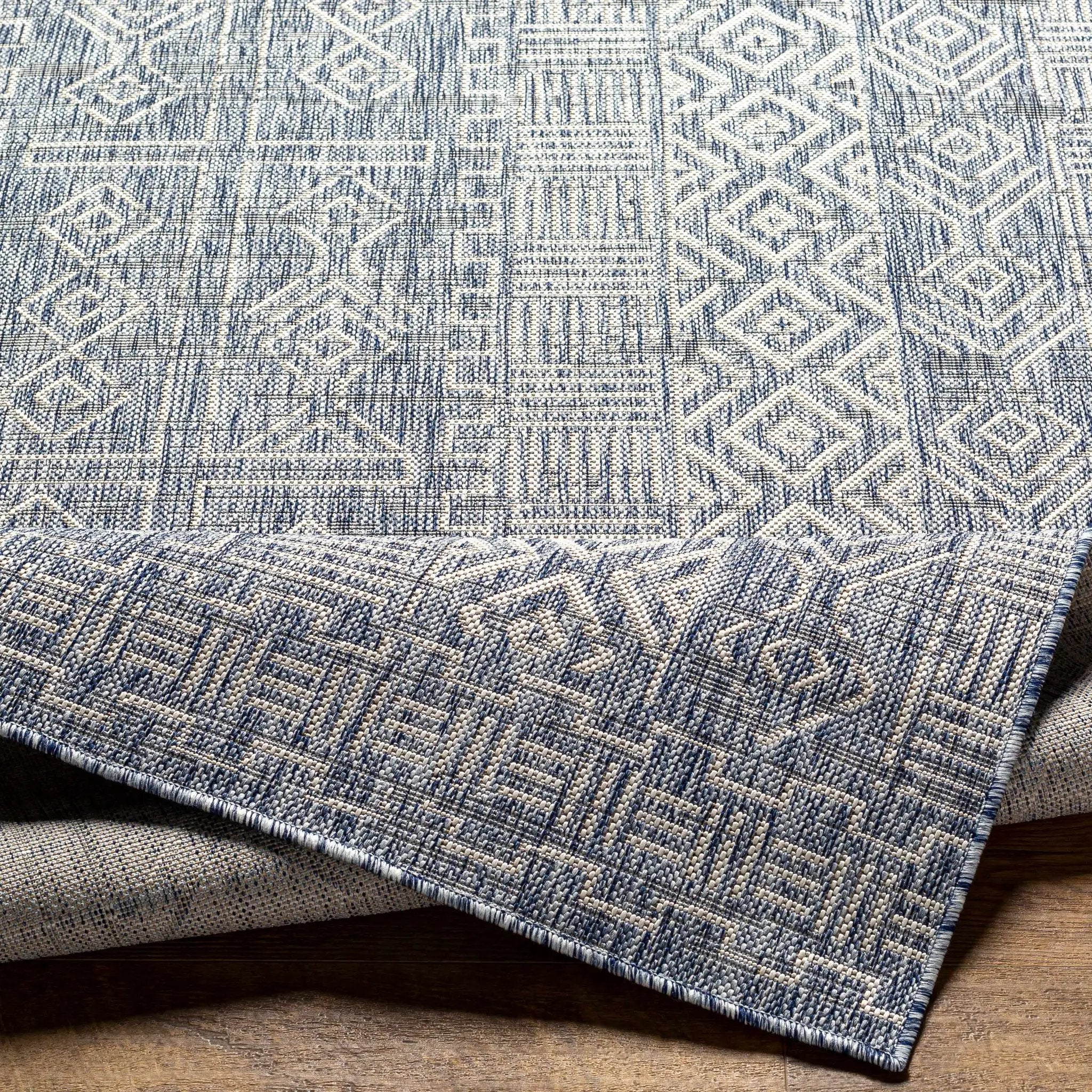 Epson Blue Indoor & Outdoor Rug - Clearance by Boutique Rugs