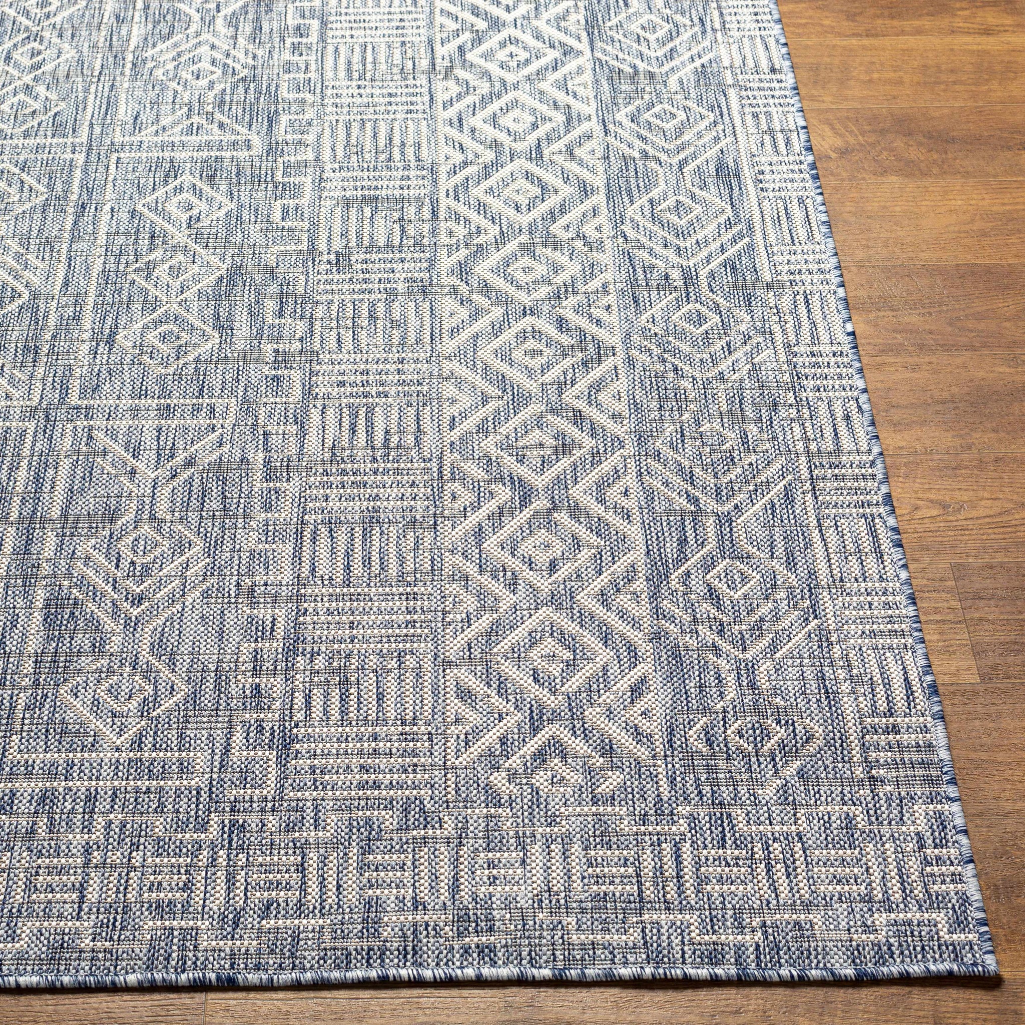 Epson Blue Indoor & Outdoor Rug - Clearance by Boutique Rugs