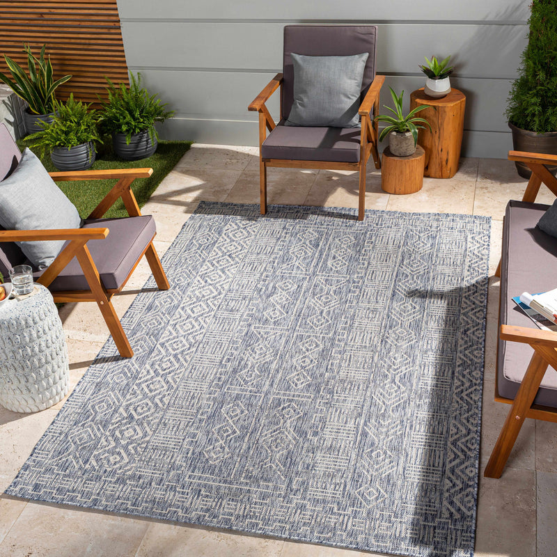Epson Blue Indoor & Outdoor Rug - Clearance by Boutique Rugs