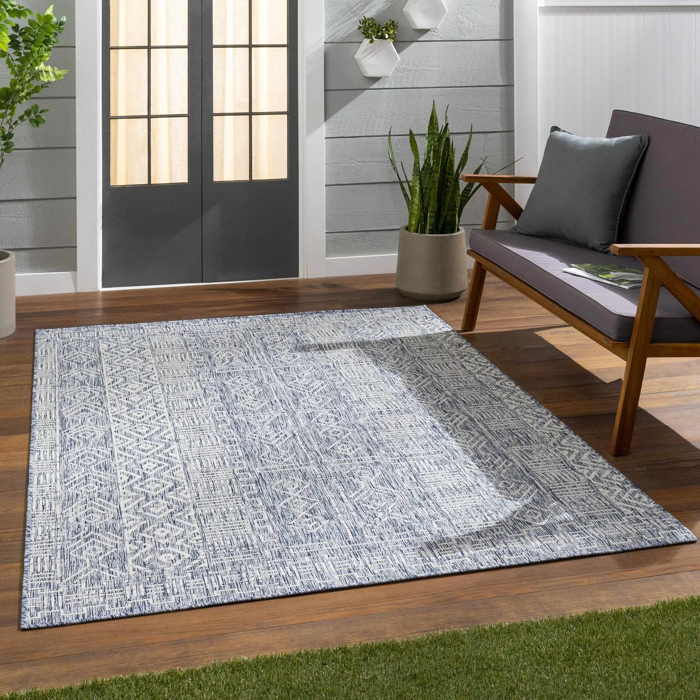 Epson Blue Indoor & Outdoor Rug - Clearance by Boutique Rugs
