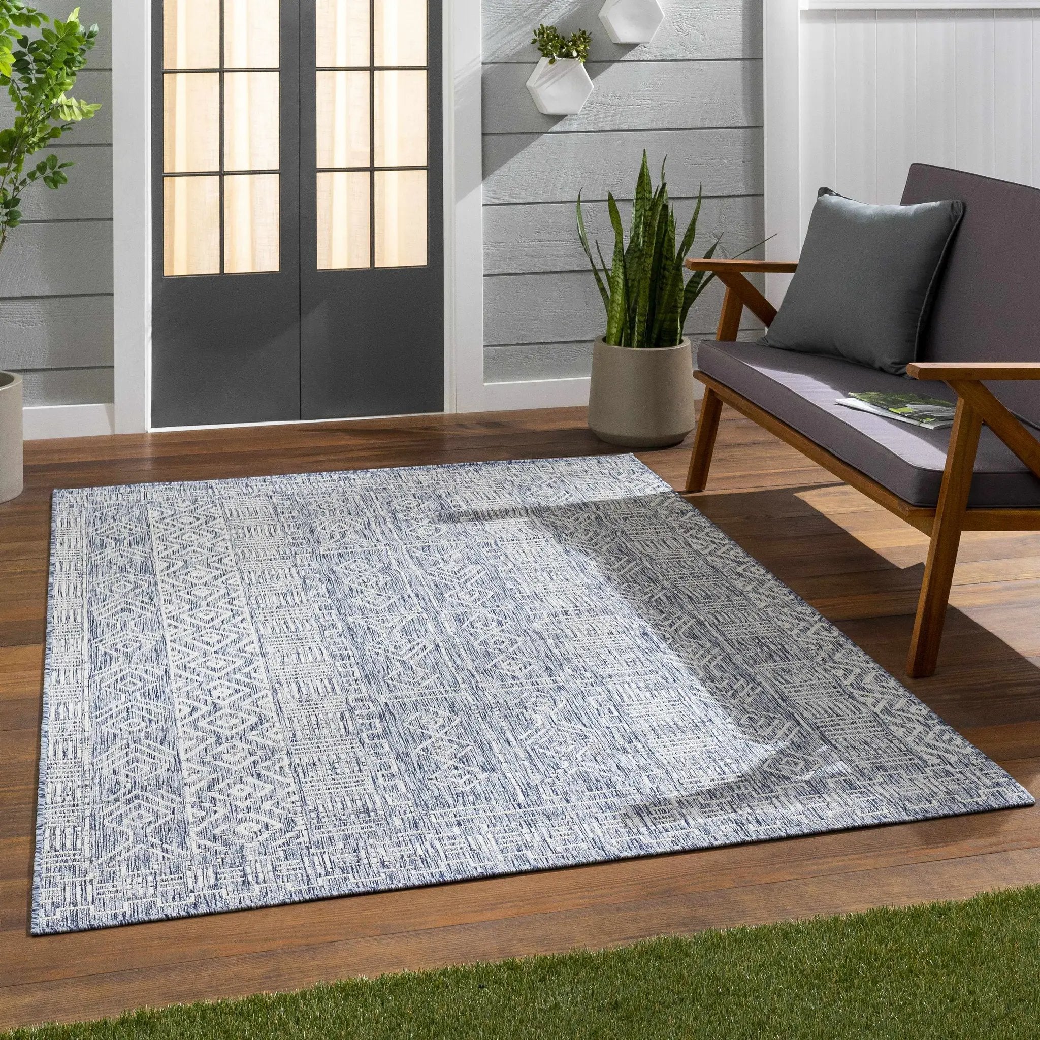 Epson Blue Indoor & Outdoor Rug - Clearance by Boutique Rugs