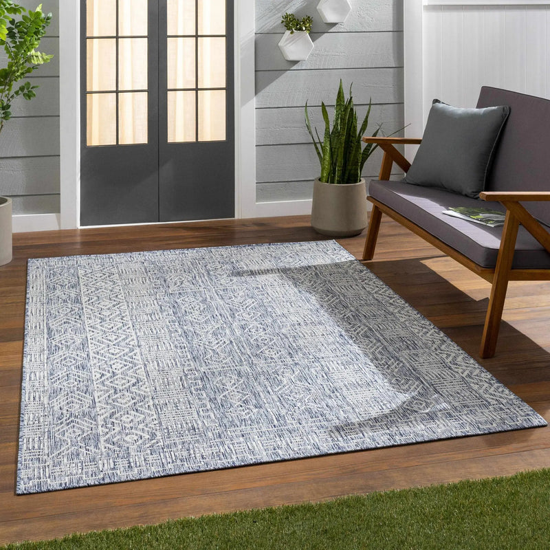 Epson Blue Indoor & Outdoor Rug - Clearance by Boutique Rugs