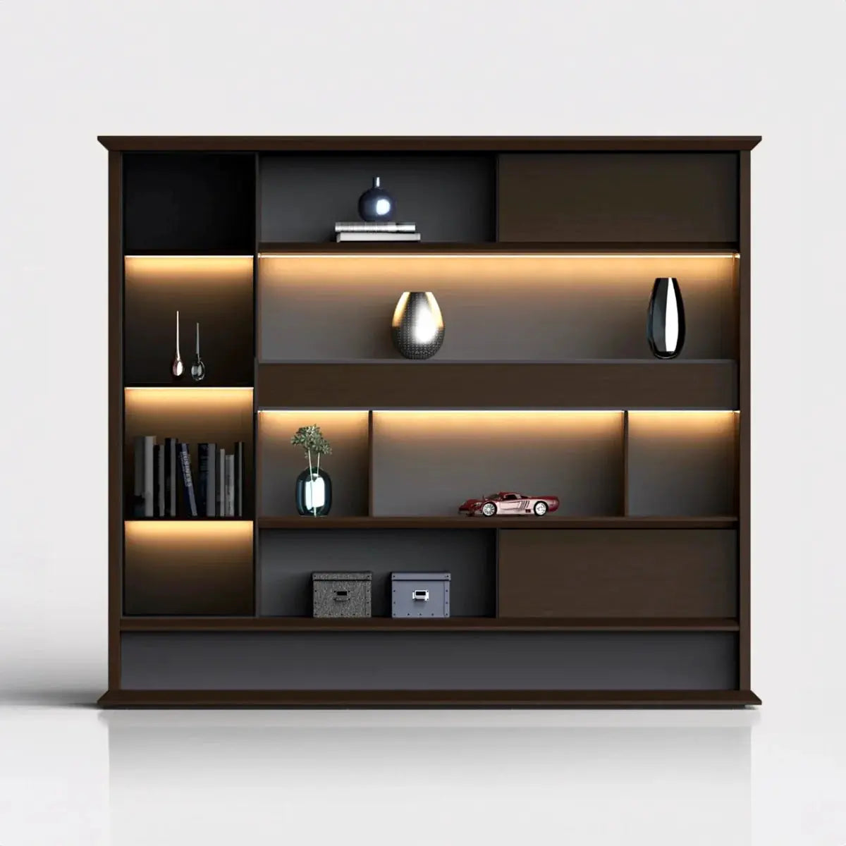Altus · Office Library Wall Shelves w/ Integrated Lighting by Arc Grove