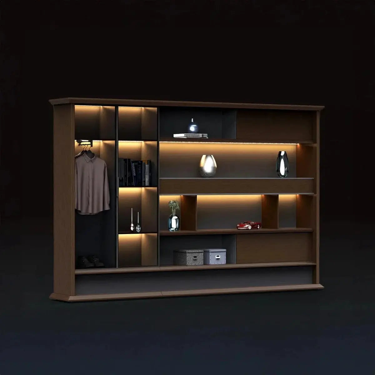 Altus · Office Library Wall Shelves w/ Integrated Lighting by Arc Grove