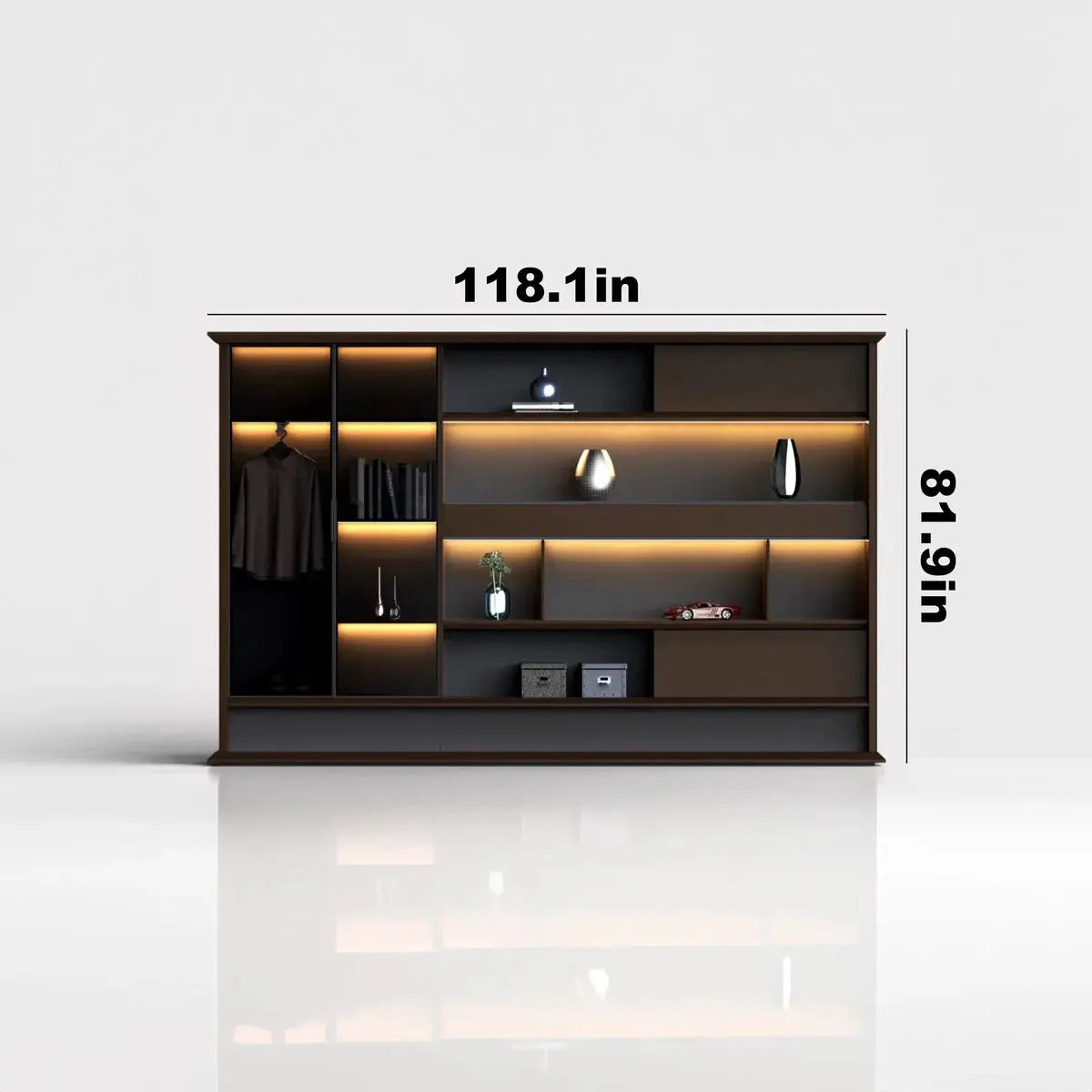 Altus · Office Library Wall Shelves w/ Integrated Lighting by Arc Grove