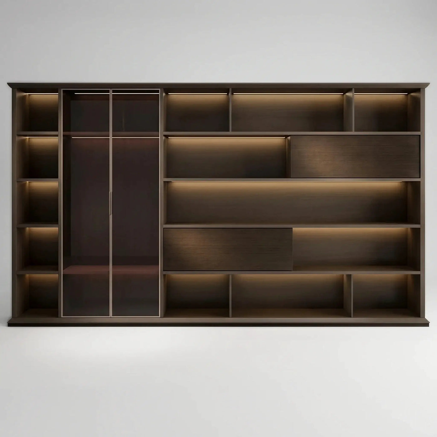 Altus · Office Library Wall Shelves w/ Integrated Lighting by Arc Grove