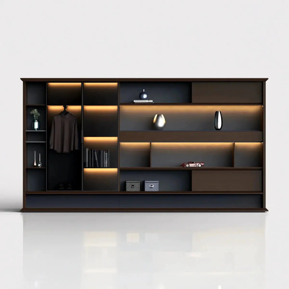 Altus · Office Library Wall Shelves w/ Integrated Lighting by Arc Grove
