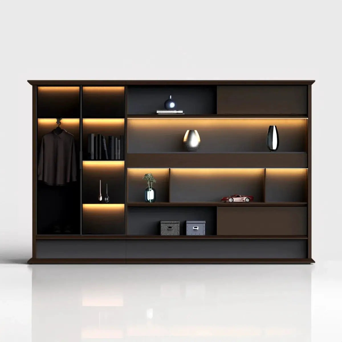 Altus · Office Library Wall Shelves w/ Integrated Lighting by Arc Grove