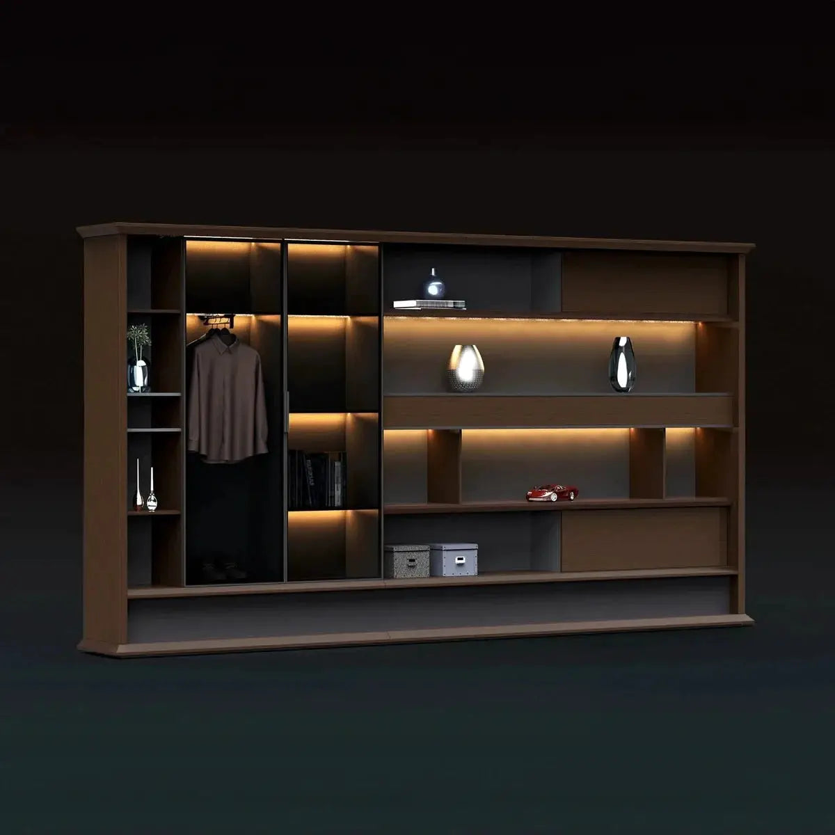 Altus · Office Library Wall Shelves w/ Integrated Lighting by Arc Grove