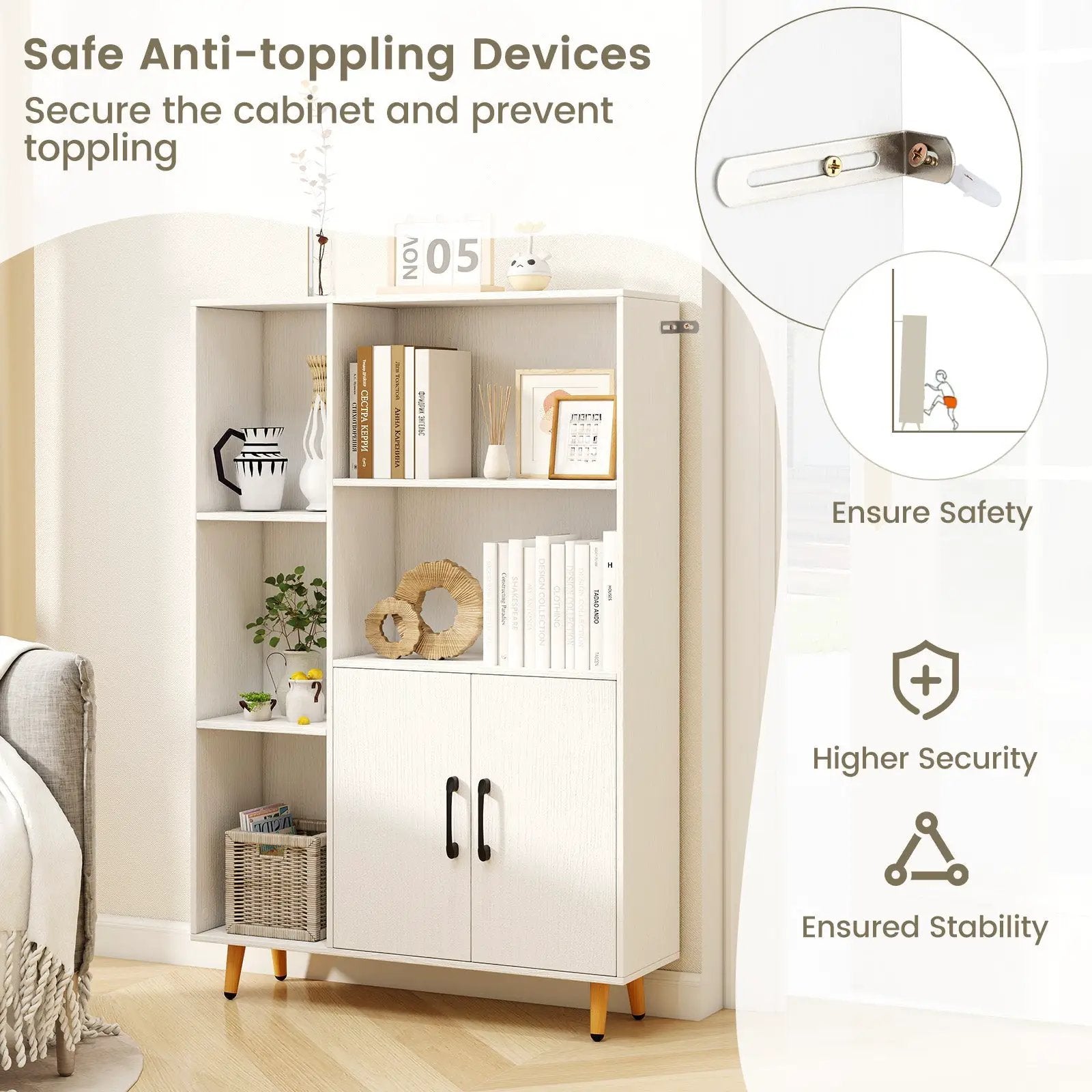 Free Standing Pantry Cabinet with 2 Door Cabinet and 5 Shelves by DirectDeals