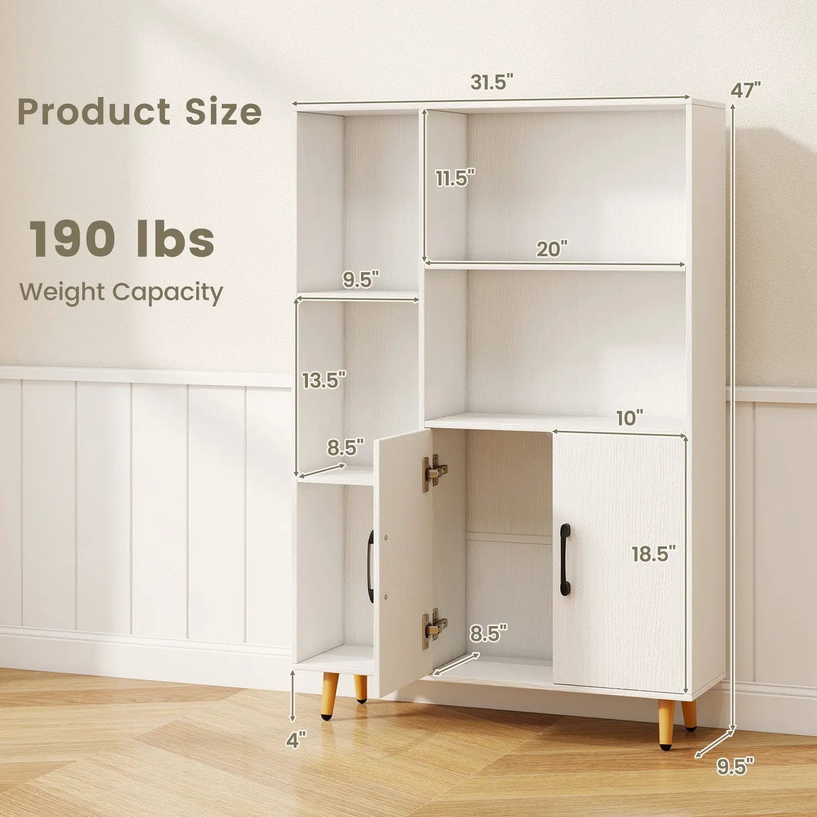 Free Standing Pantry Cabinet with 2 Door Cabinet and 5 Shelves by DirectDeals