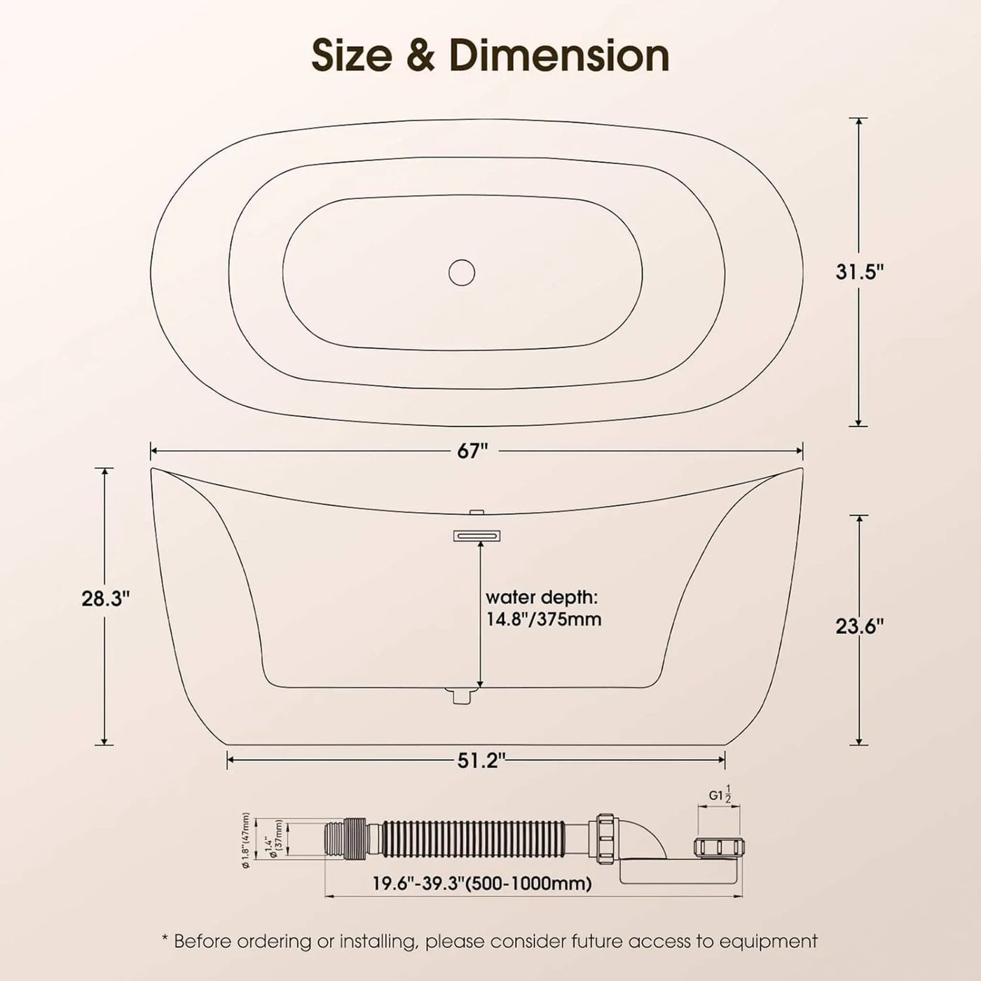 Nuvia Verano Freestanding Whirlpool Air Bubble LED Massage Bathtub (SAK47639) by SAKSBY WHOLESALE