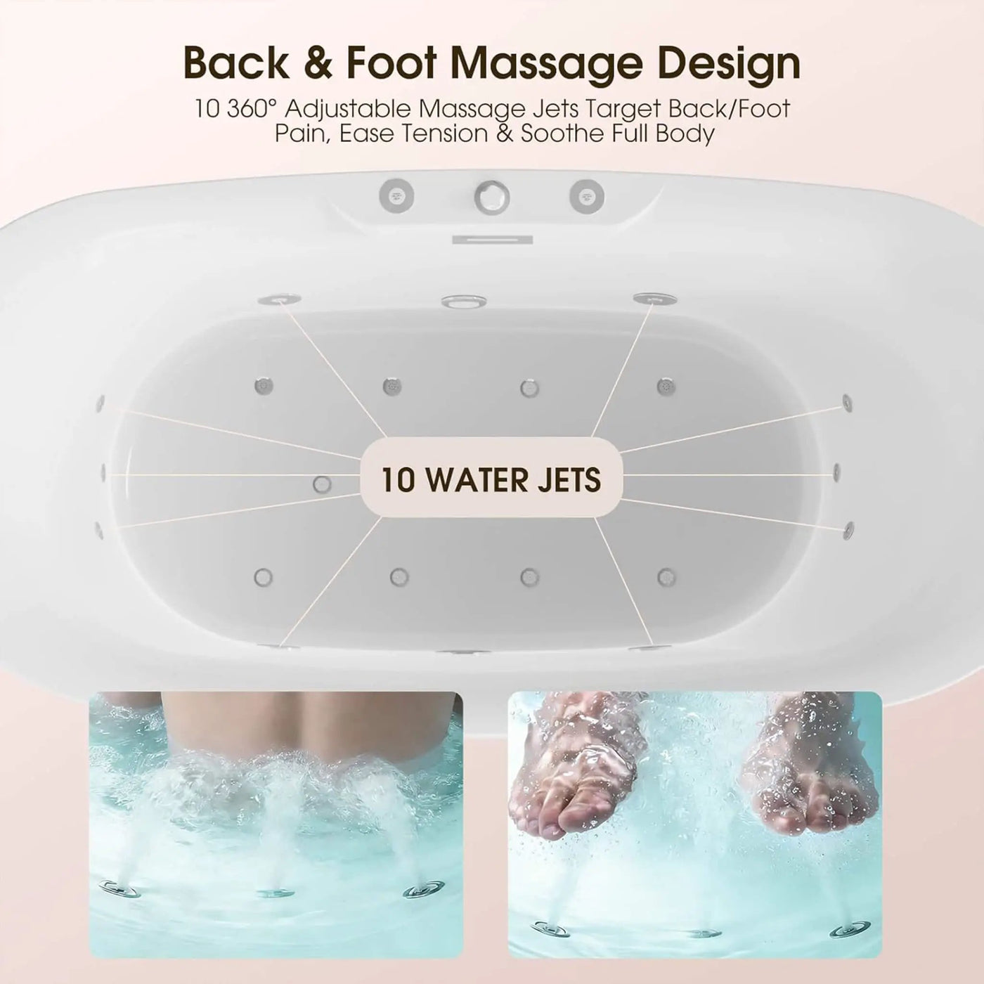 Nuvia Verano Freestanding Whirlpool Air Bubble LED Massage Bathtub (SAK47639) by SAKSBY WHOLESALE