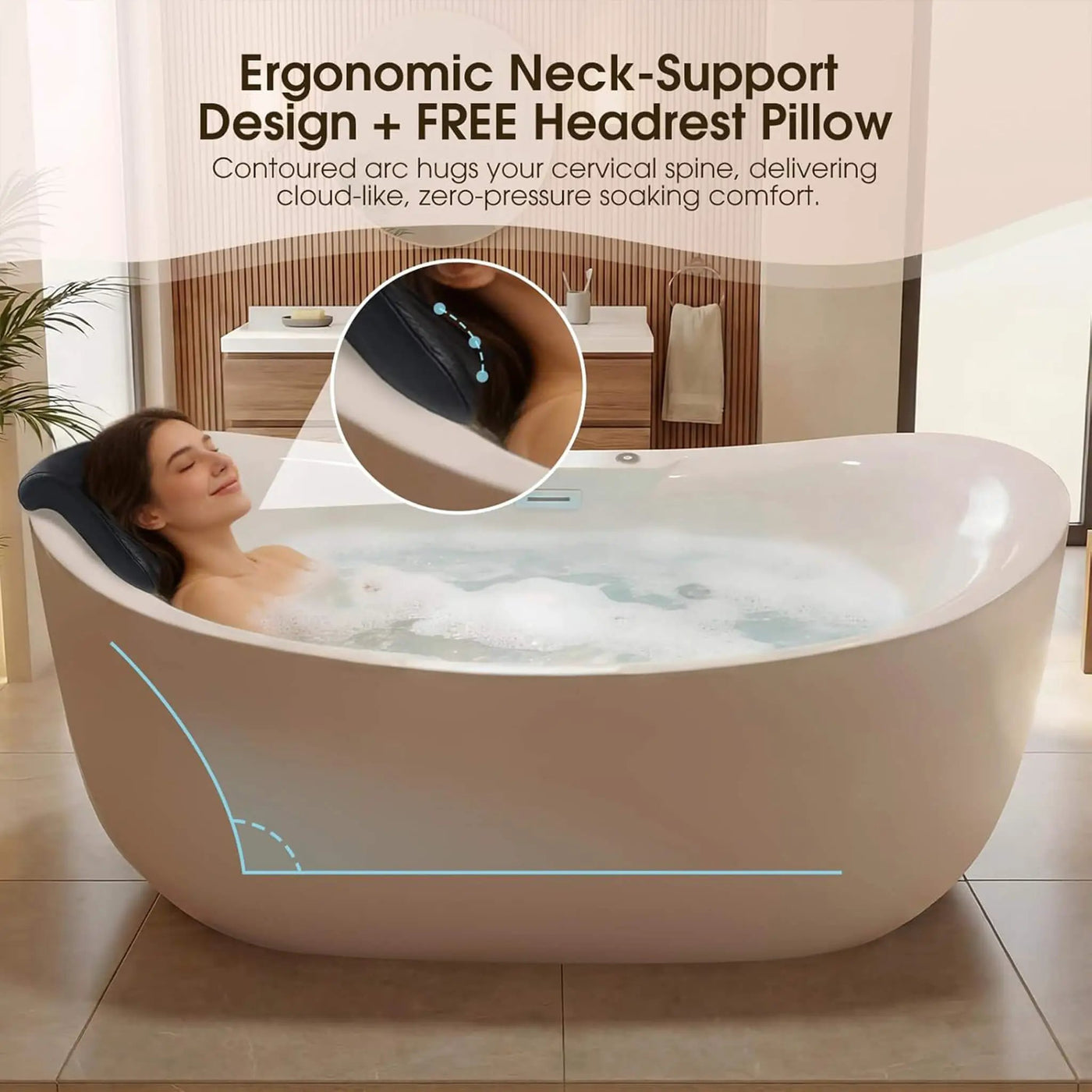 Nuvia Verano Freestanding Whirlpool Air Bubble LED Massage Bathtub (SAK47639) by SAKSBY WHOLESALE