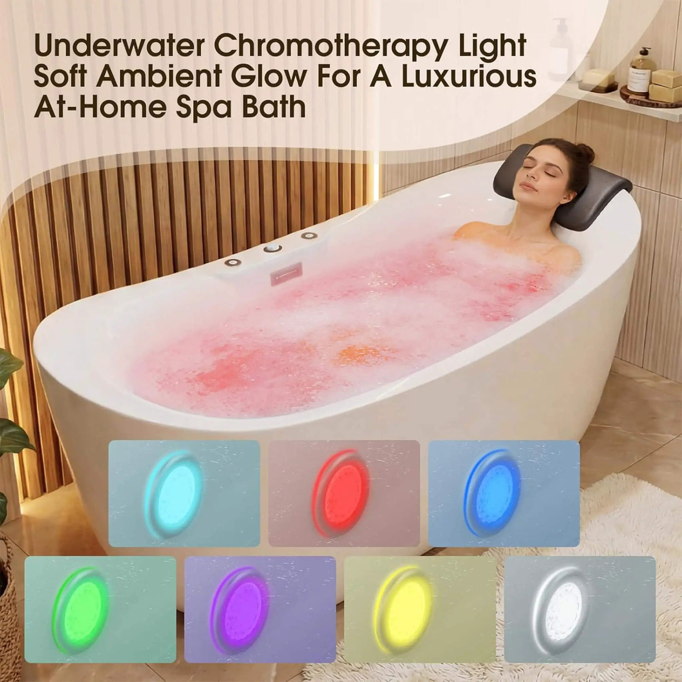 Nuvia Verano Freestanding Whirlpool Air Bubble LED Massage Bathtub (SAK47639) by SAKSBY WHOLESALE