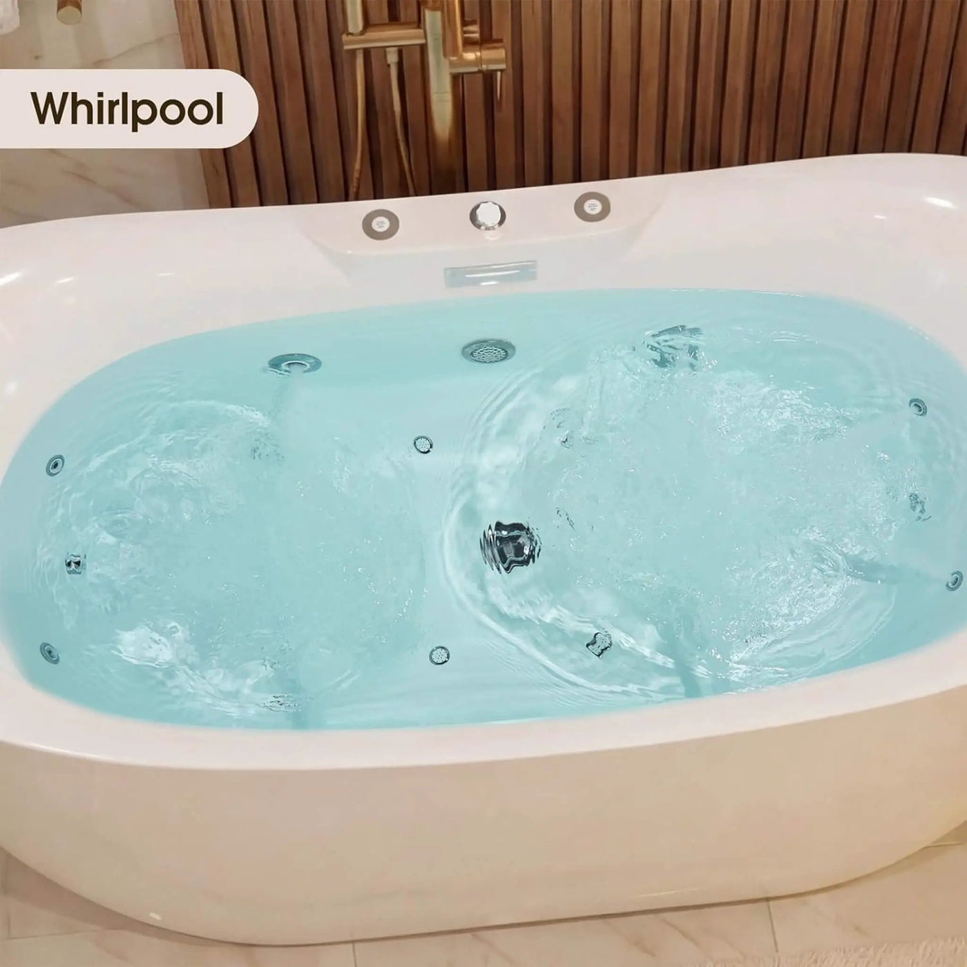 Nuvia Verano Freestanding Whirlpool Air Bubble LED Massage Bathtub (SAK47639) by SAKSBY WHOLESALE
