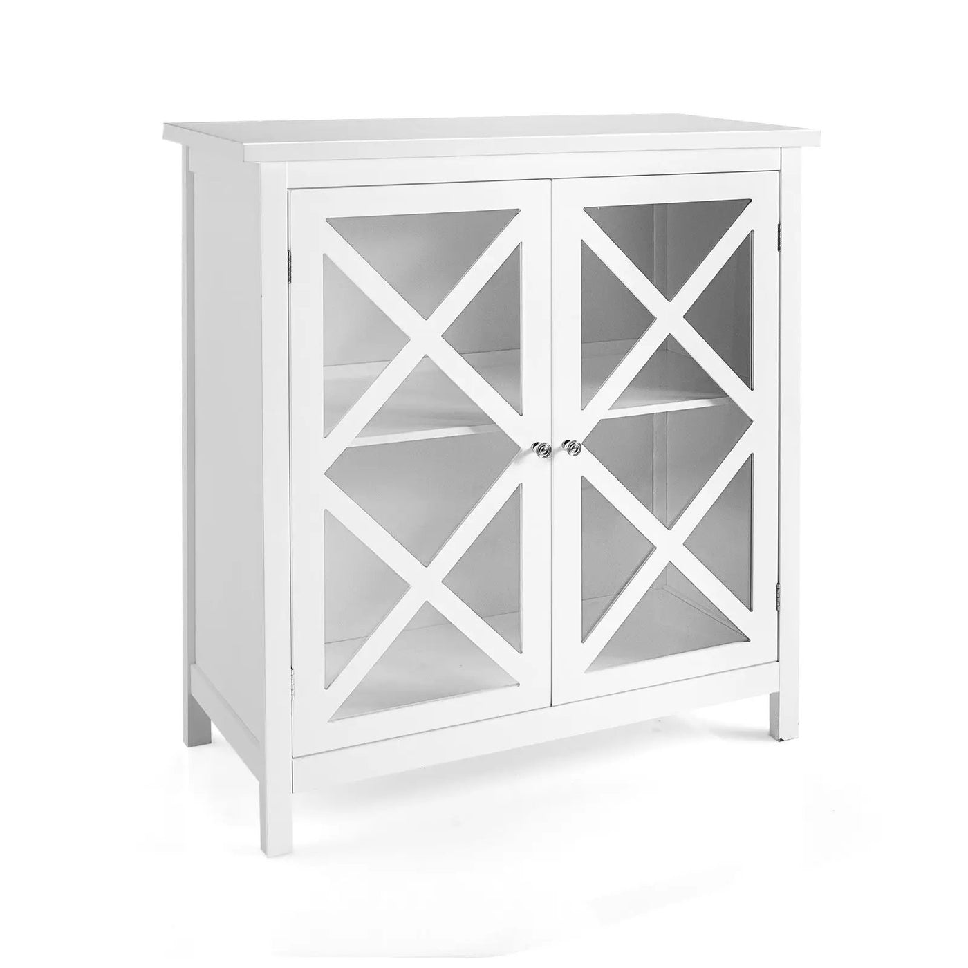 Freestanding Kitchen Buffet Cabinet with Glass Doors and Adjustable Shelf by DirectDeals