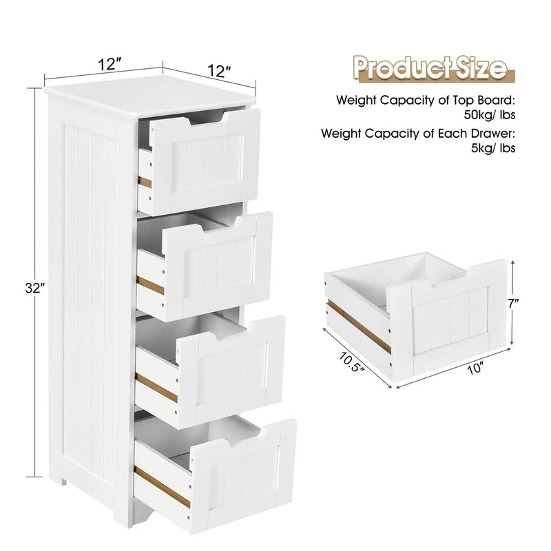 Free-Standing Side Storage Organizer with 4 Drawers by DirectDeals