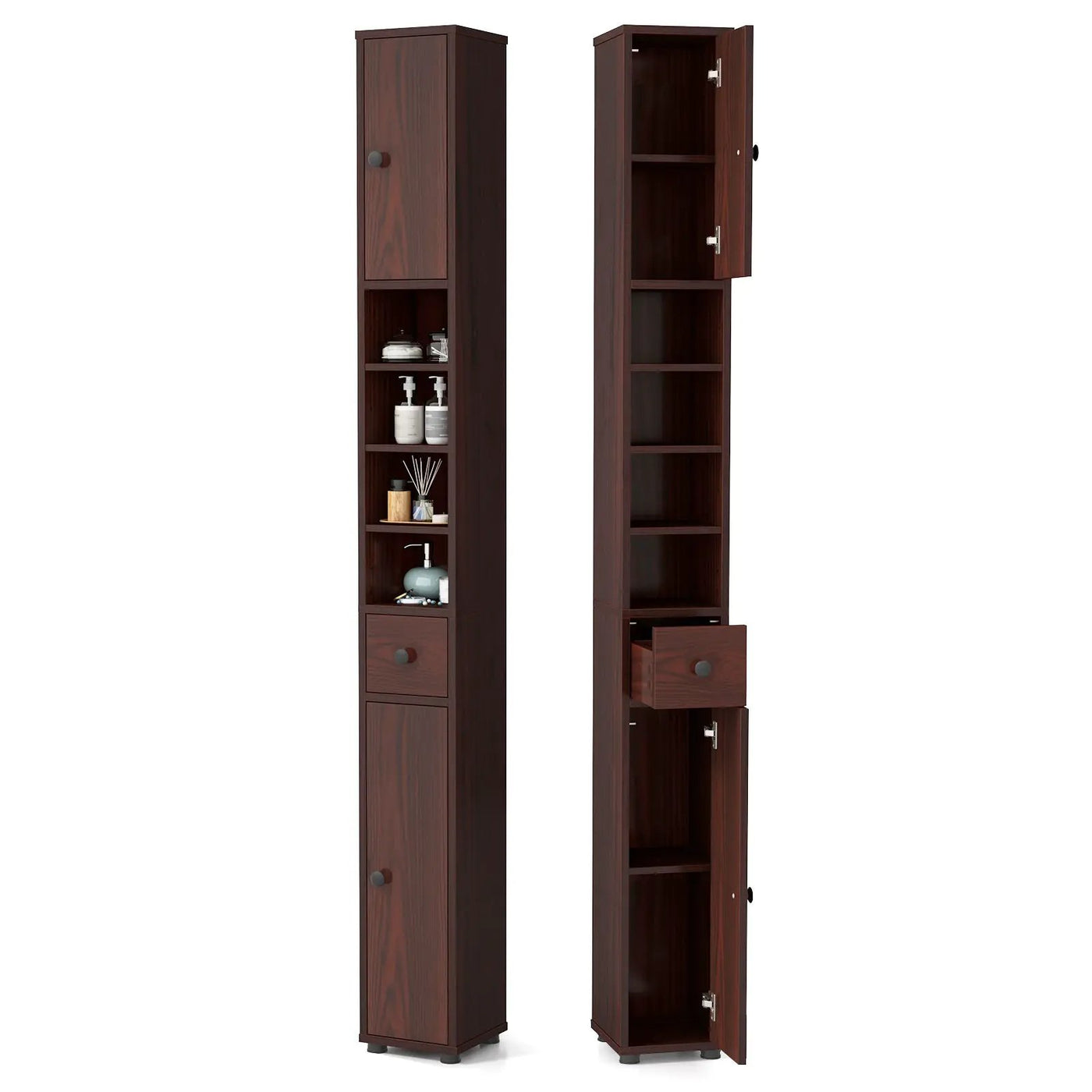 Freestanding Slim Bathroom Cabinet with Drawer and Adjustable Shelves by DirectDeals
