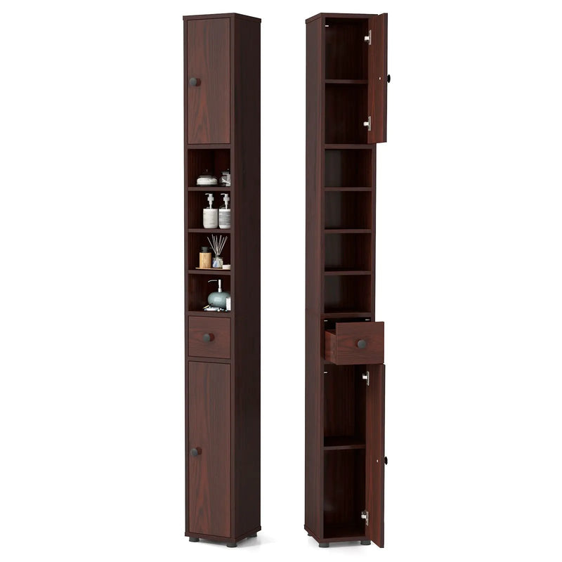Freestanding Slim Bathroom Cabinet with Drawer and Adjustable Shelves by DirectDeals